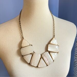 Talbots Faux Mother of Pearl Crescent Statement Necklace